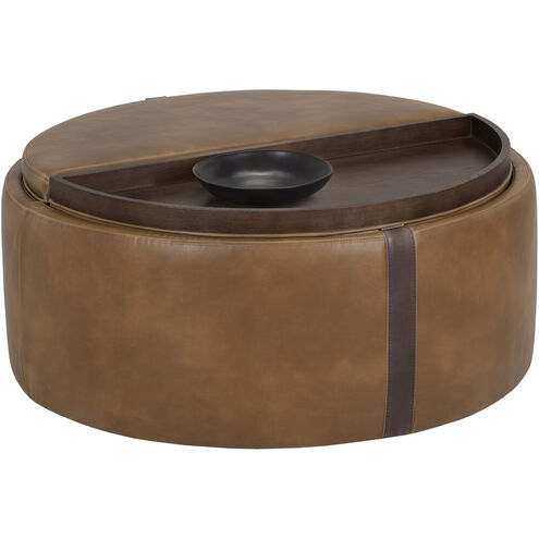 Borelli 17.25 inch Tobacco Tan / Autumn Chestnut Wheeled Storage Ottoman, Wheeled